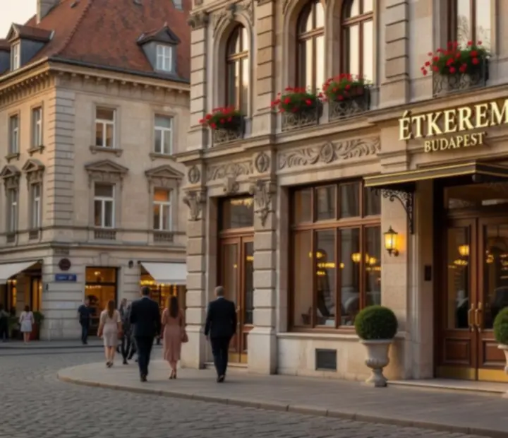 Budapesti belvárosi utcakép, ahol a Program Station24 étterem bejárata található
